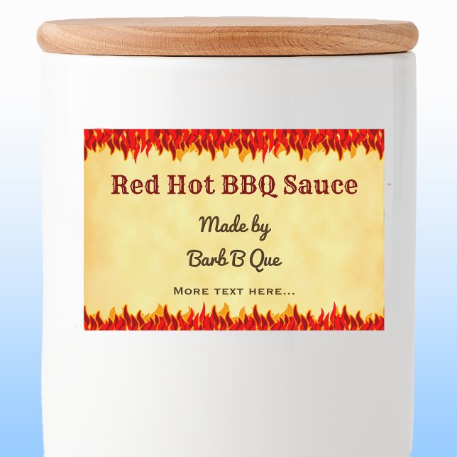 Red Flames Editable Retro GRILLEN Hot Sauce Food L Lebensmitteletikett (Von Creator hochgeladen)