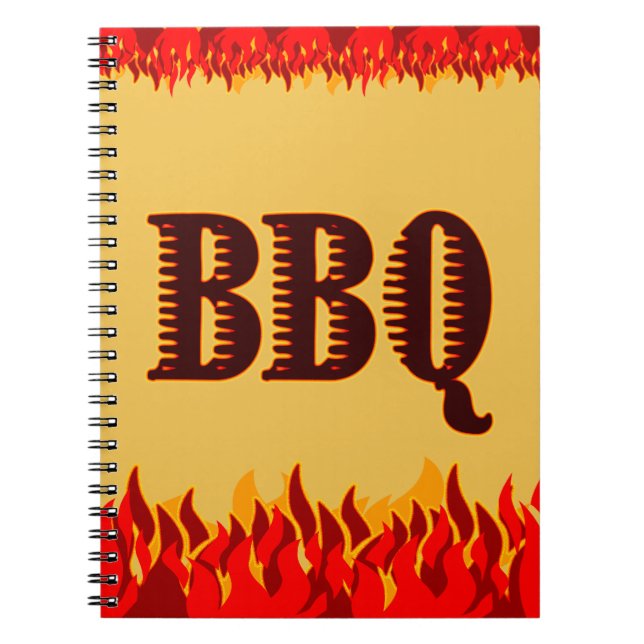 Red Flames GRILLEN Rezept Notebook Notizblock (Vorderseite)