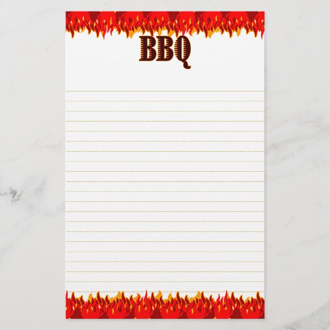 Red Flames GRILLEN Sprichwort Lined Stationery Briefpapier (Vorderseite)