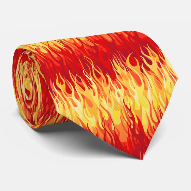 Red Flames Pattern - Frisierte Auto Krawatte (Gerollt)