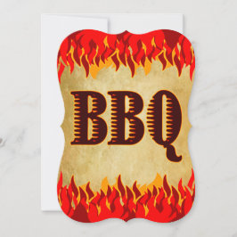 Red Flames Western GRILLEN Party Einladung