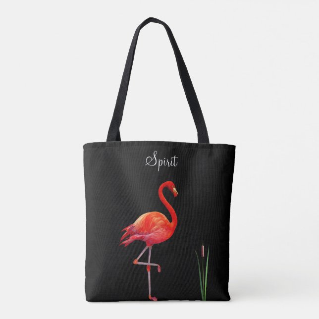 Red Flamingo auf Black Tote Bag (Rückseite)