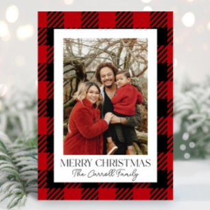 Red Flannel Kariert Custom Family Foto Weihnachten