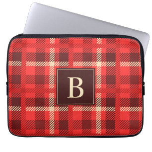 Red Flannel Look Kariert mit Custom Monogram Laptopschutzhülle