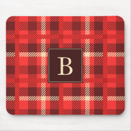 Red Flannel Look Kariert mit Monogram Mousepad
