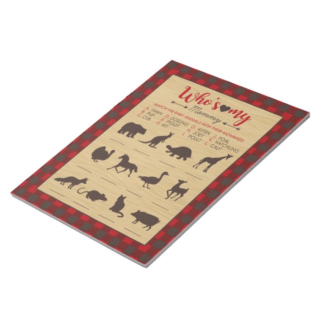 Red Flannel, mein Baby Baby Animal Shower Game Notizblock (angewinkelt)