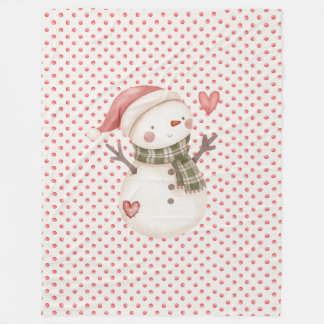Red Fleece Blanket w/Snowman