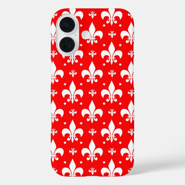 Red Fleur-de-lis-Muster Case-Mate iPhone Hülle (Rückseite)