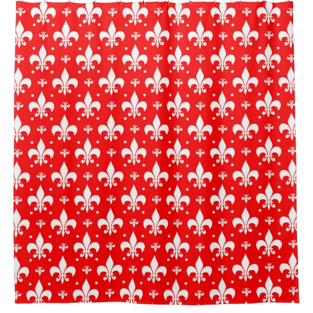 Red Fleur-de-lis-Muster Duschvorhang (Vorderseite)
