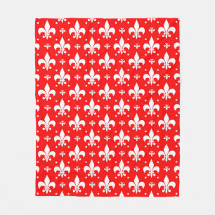 Red Fleur-de-lis-Muster Fleecedecke