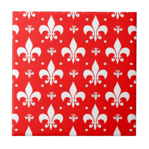 Red Fleur-de-lis-Muster Fliese