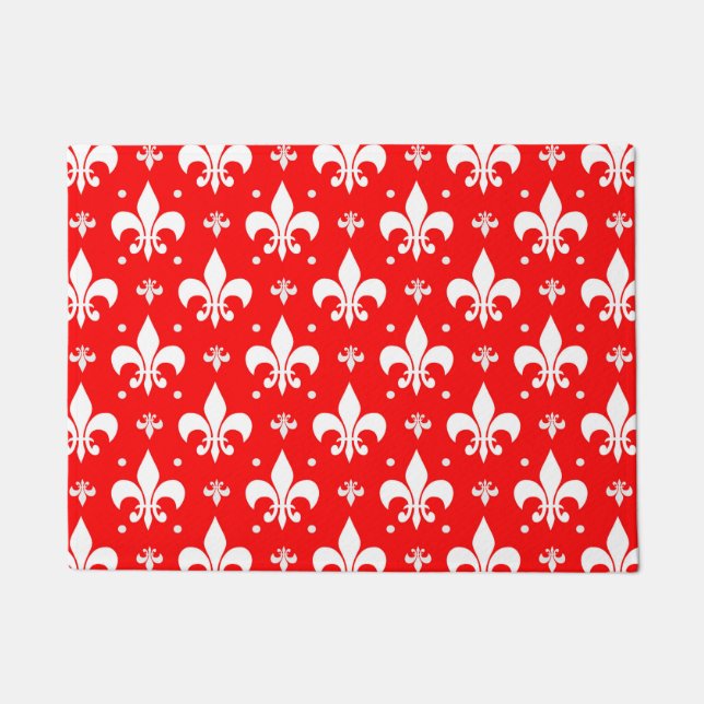 Red Fleur-de-lis-Muster Fußmatte (Vorderseite)