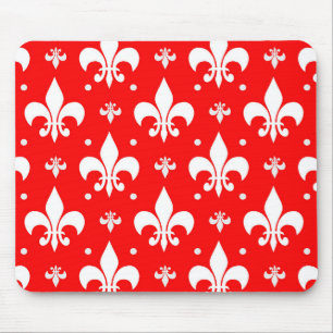 Red Fleur-de-lis-Muster Mousepad