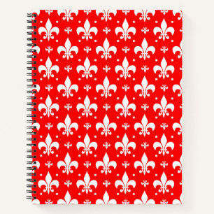 Red Fleur-de-lis-Muster Notizbuch