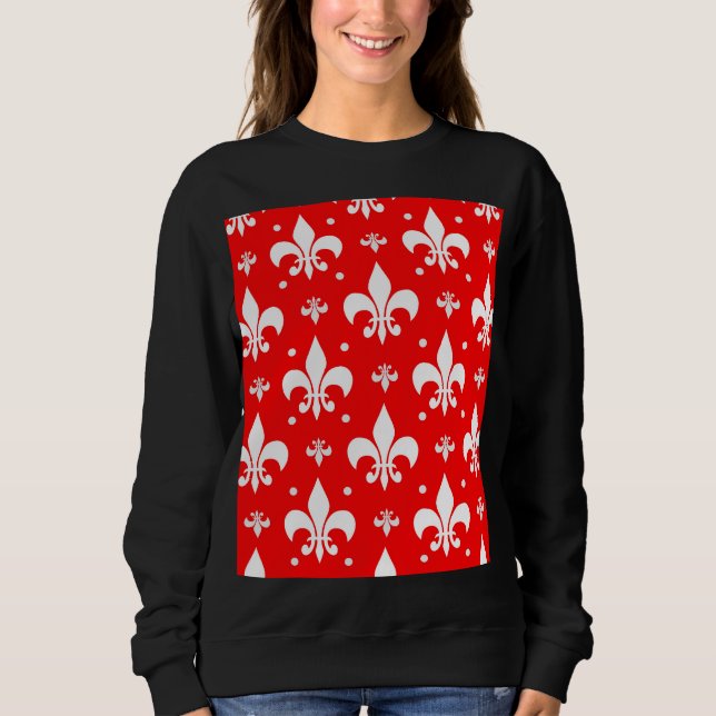 Red Fleur-de-lis-Muster Sweatshirt (Vorderseite)