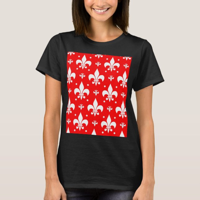 Red Fleur-de-lis-Muster T-Shirt (Vorderseite)