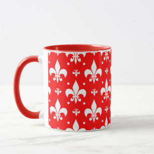 Red Fleur-de-lis-Muster Tasse