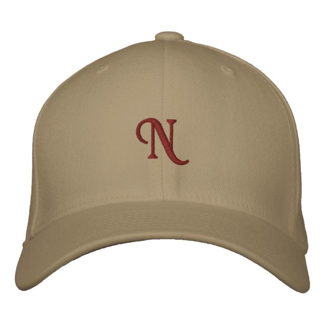 Red Flexfit Wool N Letter Monogram Initial-Hat Bestickte Baseballkappe (Vorderseite)