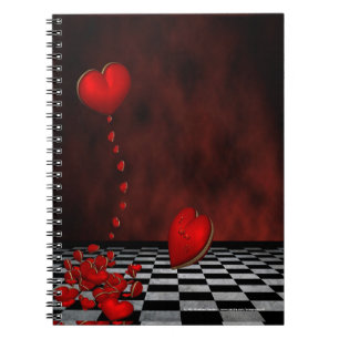 Red Floating Hearts Notebook Notizblock