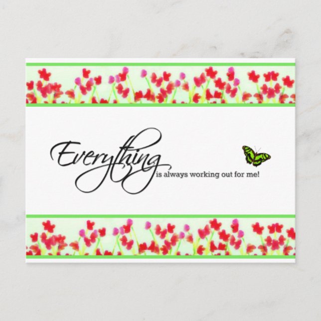 Red Floral - Alles läuft immer Postkarte (Vorderseite)