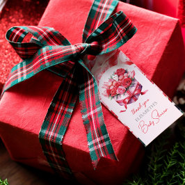 Red Floral Arch Baby Dusche Vielen Dank Geschenkanhänger