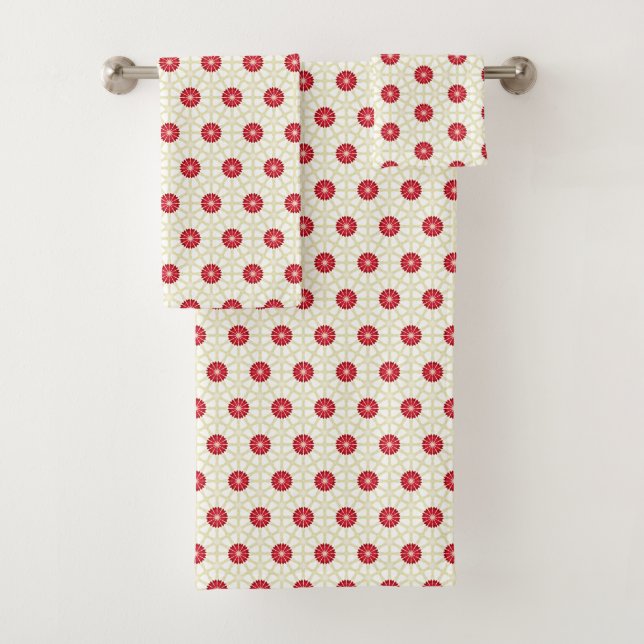 Red Floral Badhandtuch Set (Insitu)