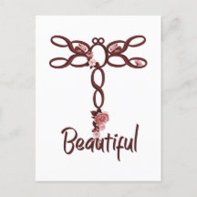 Red Floral "Beautiful Dragonfly Design