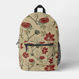 Red Floral Bedruckter Rucksack