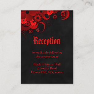 Red Floral Black Goth Hochzeitsempfang Begleitkarte