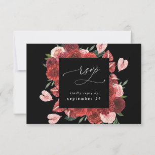 Red Floral Black w Meal UAWG RSVP Karte