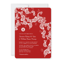 Red Floral Boho Peacock Chinesische Hochzeit