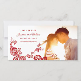 Red Floral Boho Peacock Eastern Chic Asiatische Ho Save The Date