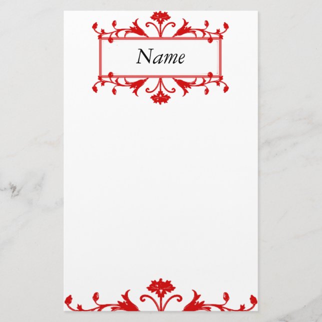 Red Floral Briefpapier (Vorderseite)