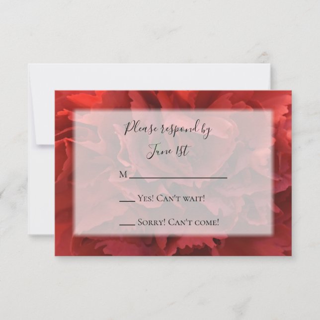 Red Floral Carnation Wedding RSVP Response Card Karte (Vorderseite)