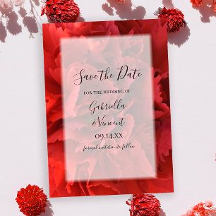 Red Floral Carnation Wedding Save the Date