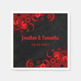 Red Floral Chalkboard Gothic Wedpaper Napkin Serviette