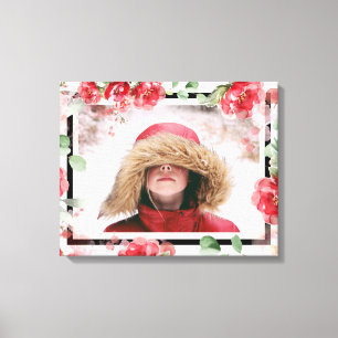 Red Floral Child Foto Leinwand