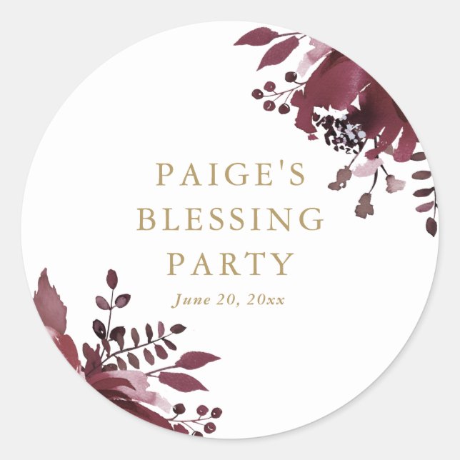 Red Floral Christlich Mother und Baby Segen Runder Aufkleber (Vorderseite)