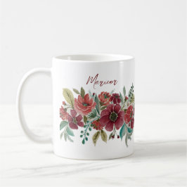 Red Floral Coffee Tasse