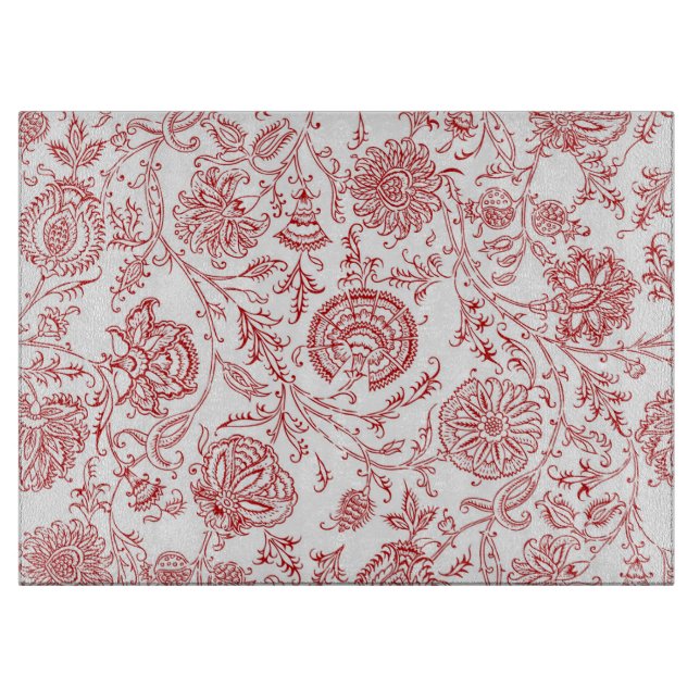 Red Floral Cutting Board Schneidebrett (Vorderseite)