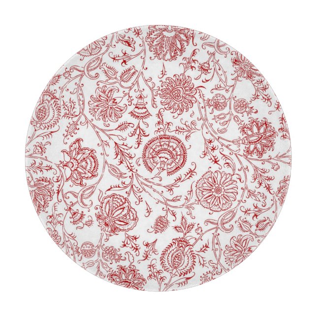 Red Floral Cutting Board Schneidebrett (Vorderseite)
