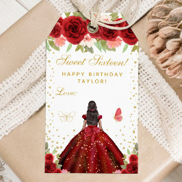 Red Floral Dark Skin Princess 16 . Geburtstag Geschenkanhänger