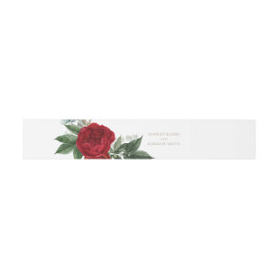 Red Floral Elegant Gold Script Hochzeit Einladungsbanderole
