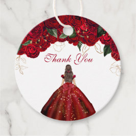 Red Floral Elegante Rose Quince Geburtstag Vielen Geschenkanhänger