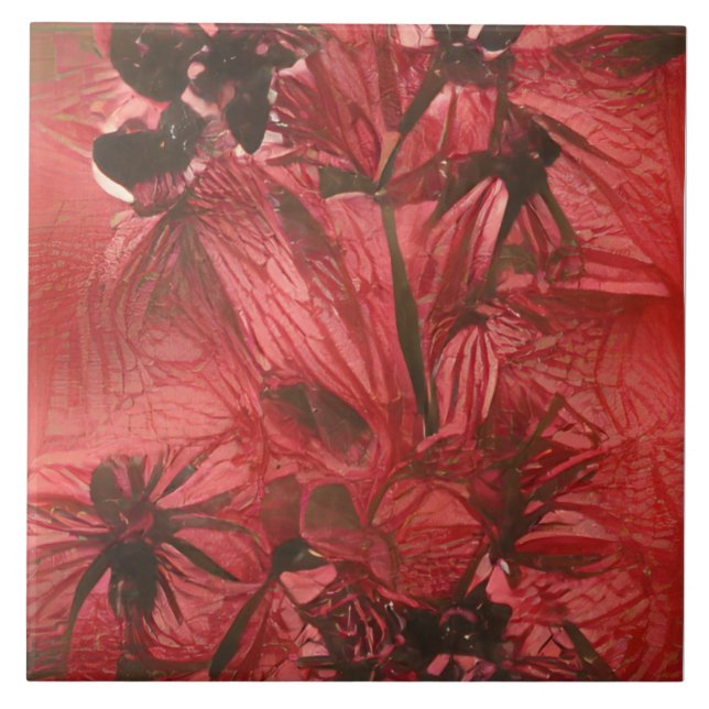 Red Floral Fliese (Vorderseite)