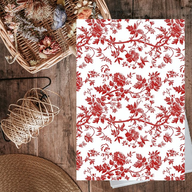 Red Floral French Vintag Decoupage Seidenpapier (Von Creator hochgeladen)