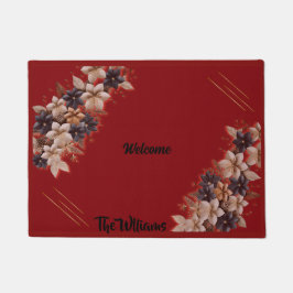 -Red Floral Geometric Welcome Mat Fußmatte