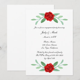 Red Floral Greenerity Foliage Engagement Party Einladung