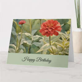 Red Floral - Happy Birthday Card Karte