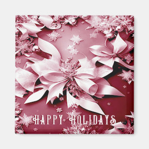 Red Floral Holiday Christmas Magnet